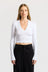 Verona Crop U-Neck Shirt-White